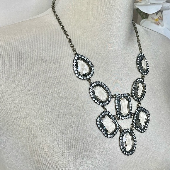 HTF J.Crew Cascading Crystal Statement Necklace - Picture 3 of 15